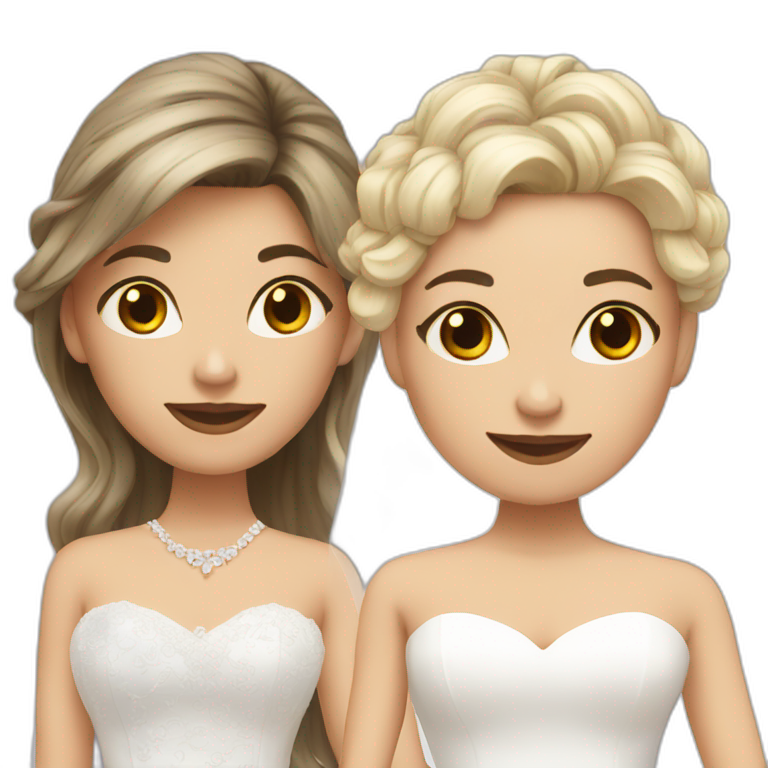 two-brides,-one-with-black-and-brown-long-hair,-the-other-with-short-blonde-hair-emoji