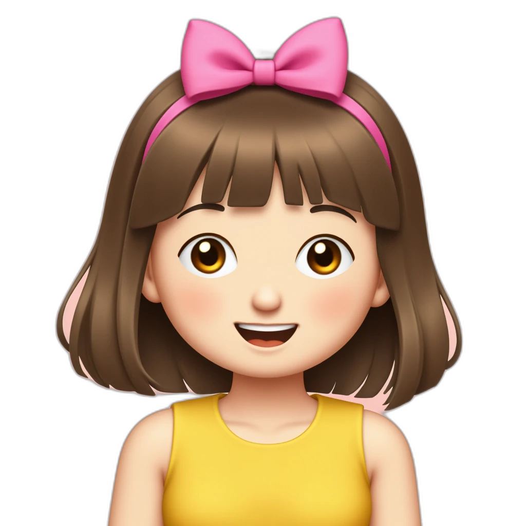 A cute girl with a bow is smiling-emoji