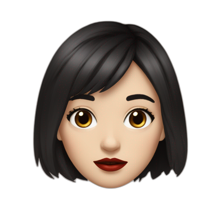 white-girl-with-short-black-hair-,-light-brown-eyes,-red-lipstick,-blush-and-wispy-bangs-that-point-downards-emoji