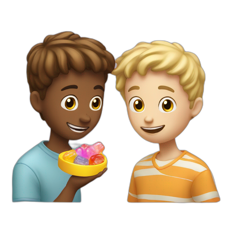 friendly-white-boy-sharing-gummy-sweets-with-his-friend-emoji