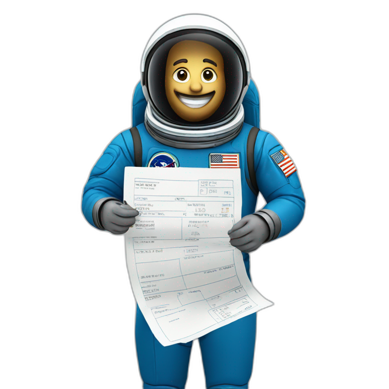astronaut-man-blue-and-black-suit-taking-long-paper-receipt-flying-emoji