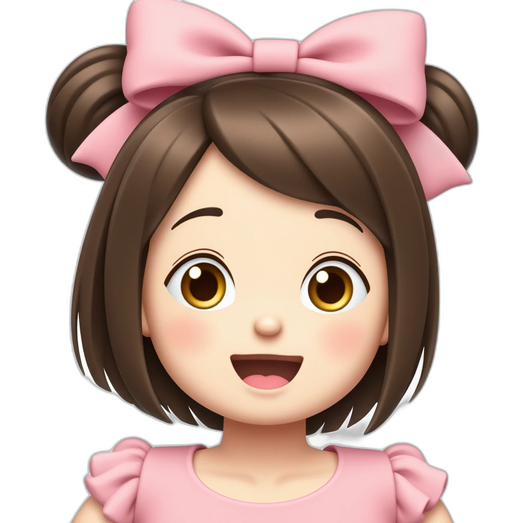 A cute girl with a bow is smiling-emoji