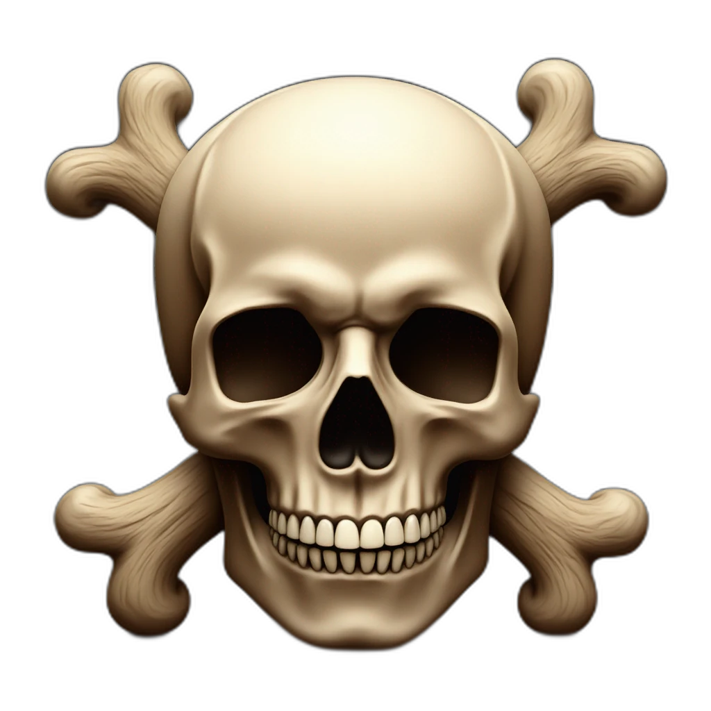 The skull that had its head blown up, two knuckles in the shape of the letter x on the back of the skull, Like this☠️ but But with a head explosion-emoji