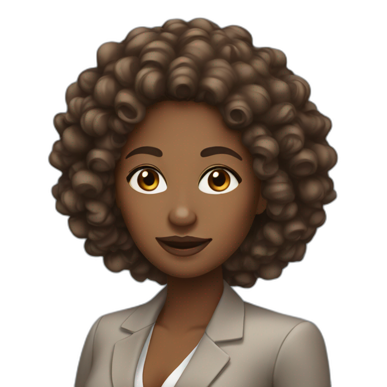 african american businesswoman with brown eyes and long curly hair-emoji