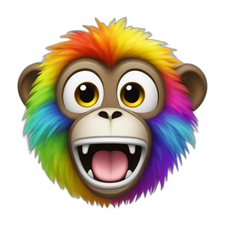 a-monkey-shouting-with-rainbow-fur-emoji