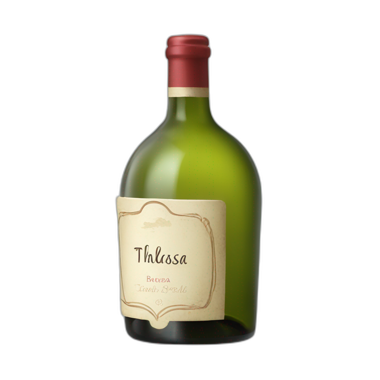 bouteille de vin avec étiquette "thalassa"-emoji