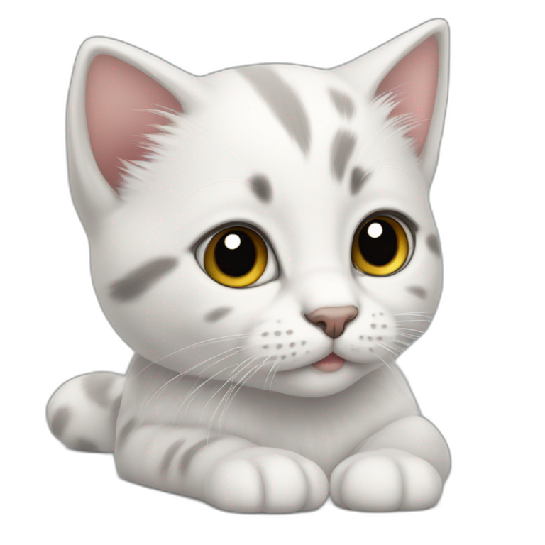 cute-kitten,-mostly-white-with-some-black-spot-emoji