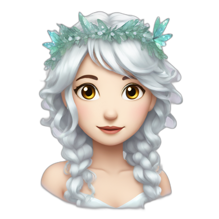 fairy-girl,-iridescent-white-hair,-white-diamond-wreath-emoji