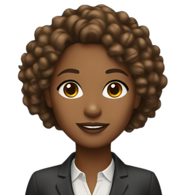 african american businesswoman with brown eyes and  curly hair-emoji