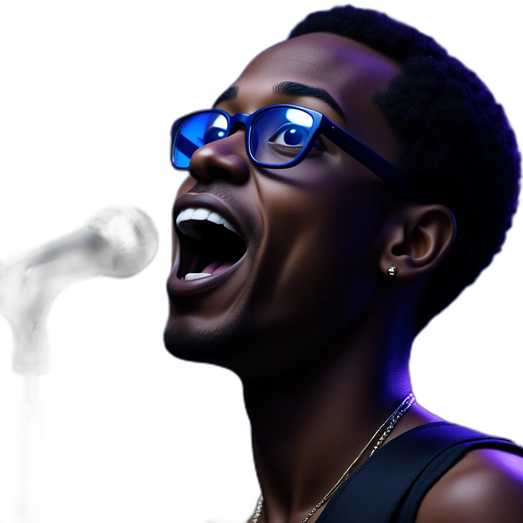 bold singer songwriter with blue glasses-emoji