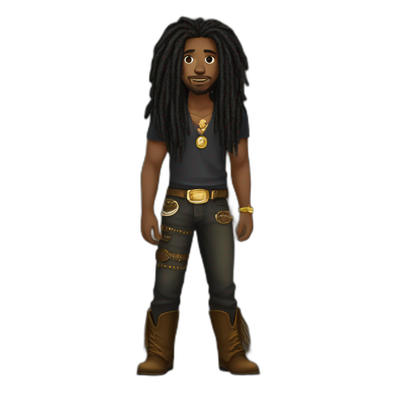 jerktunez-a-black-man-long-dreadslocks-whereing-some-cowboy-boots-black-&-gold-emoji
