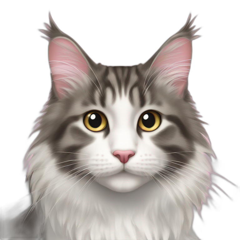 short-haired-norwegian-forest-cat-with-pink-nose,-long-white-whiskers-and-tufts-on-ears-emoji
