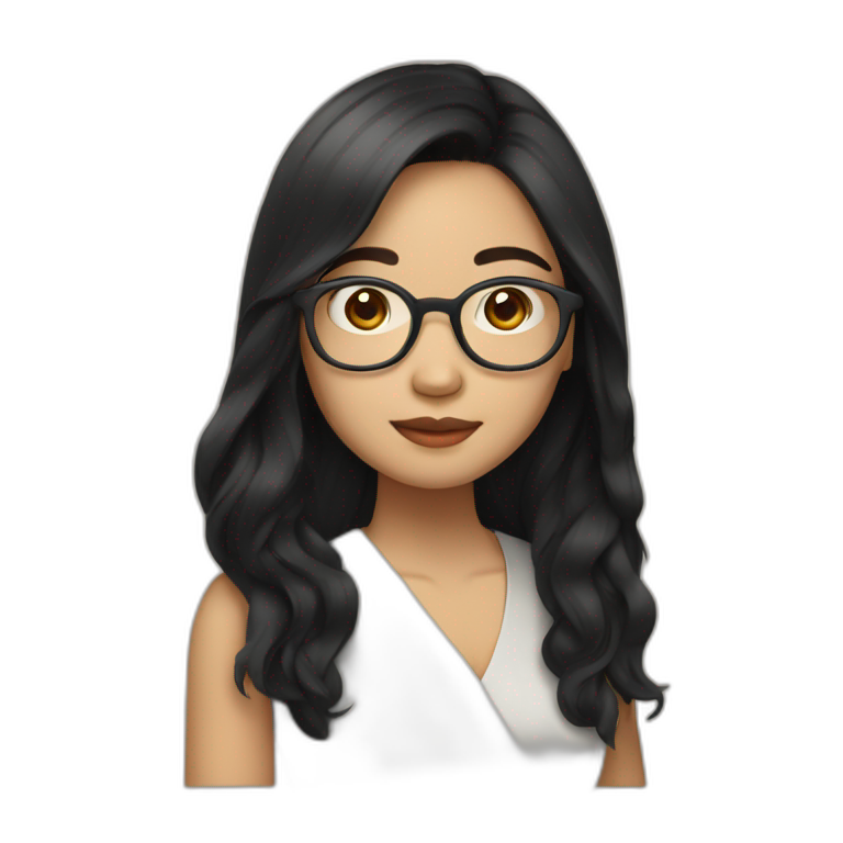 filipina-woman,-fair-skin,-square-face-with-glasses,-long-black-hair-emoji