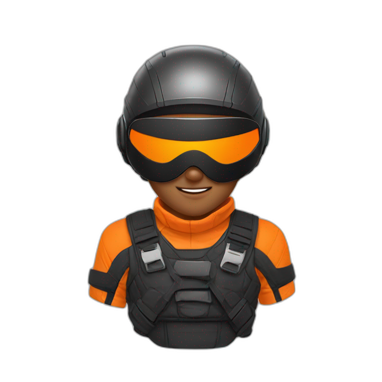ninja-with-an-angel-halo-above-their-head,-orange-ski-goggles-emoji