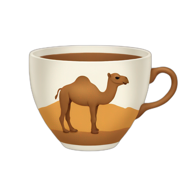 brown Pottery Cup with a camel illustration on the front-emoji