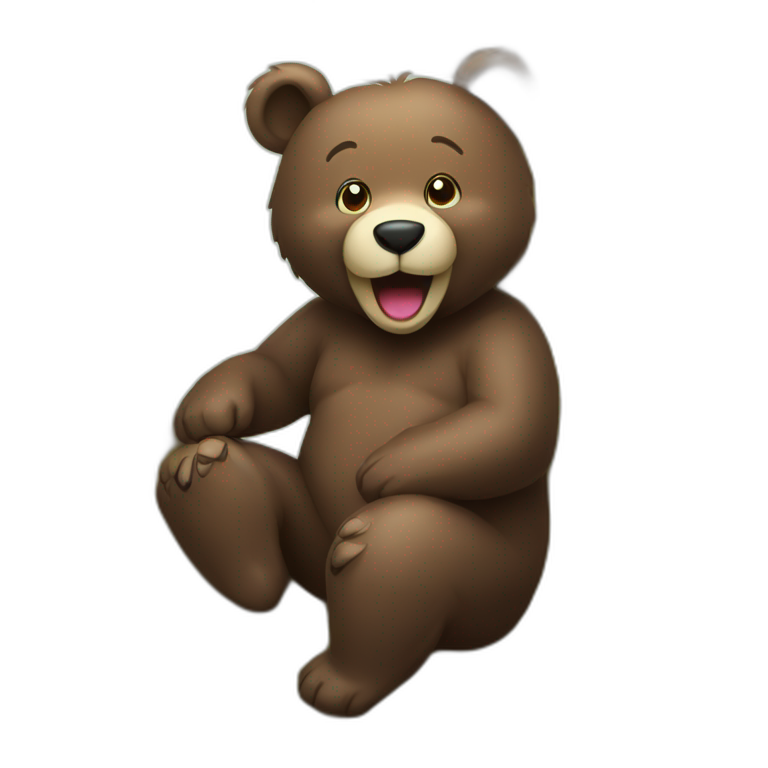 giggling-bear-sitting-on-a-tree-emoji