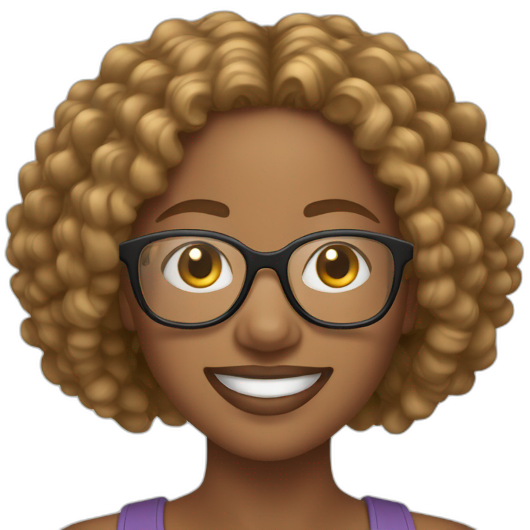 african-american-woman-with-brown-and-blonde-curly-braids-and-clear-glasses-smiling-emoji