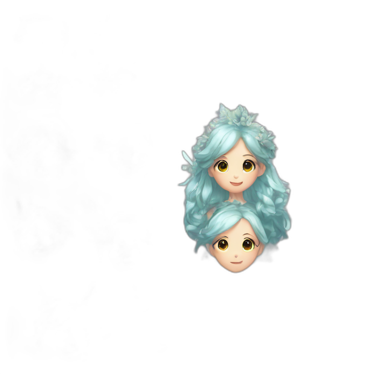 fairy-girl,-iridescent-hair,-white-diamond-wreath-emoji