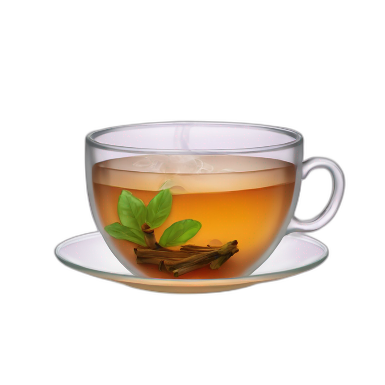 glass teacup with steamy ceylon tea-emoji