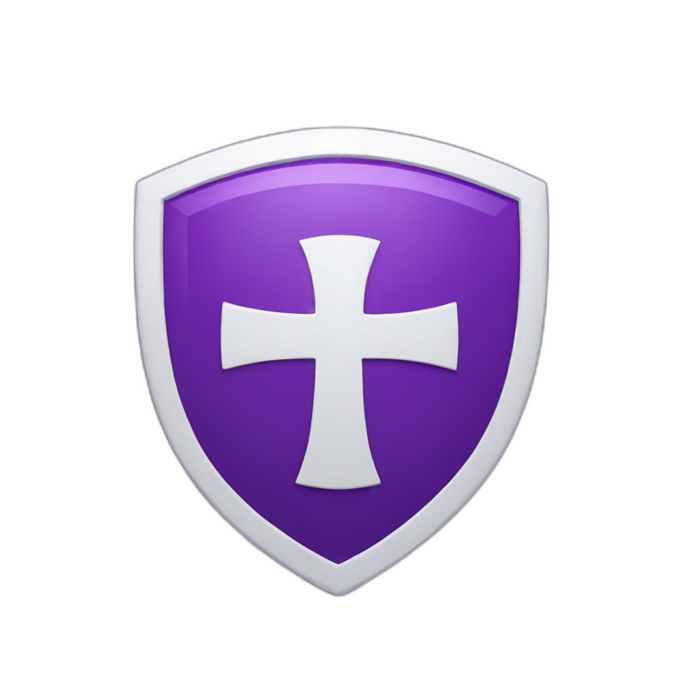create-a-purple-shield-with-a-white-plus/cross-symbol-in-the-center-emoji